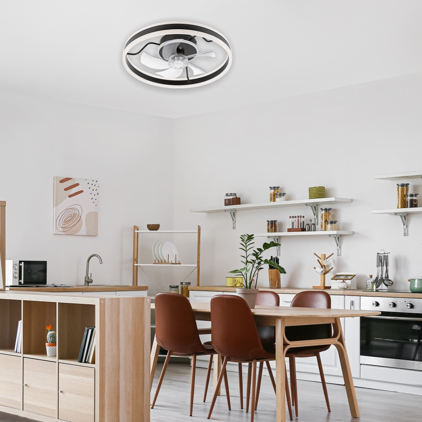 Plafonnier à intensité variable avec ventilateur APOLLO LED/38W/230V noir + Télécommande