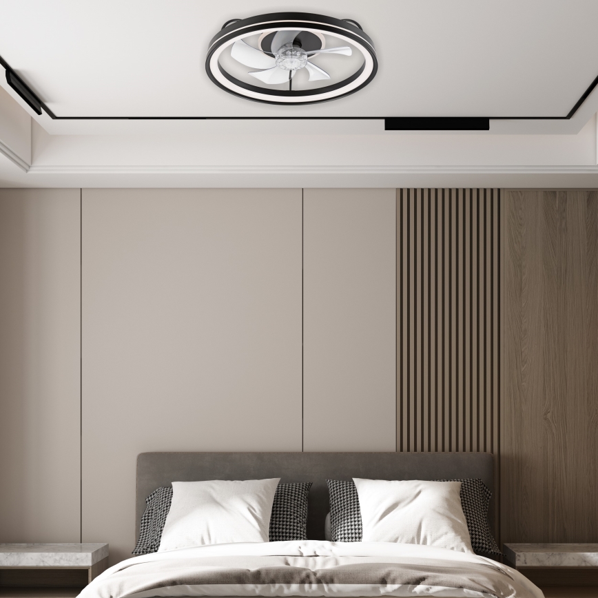 Plafonnier à intensité variable avec ventilateur FARGO LED/37W/230V noir + télécommande