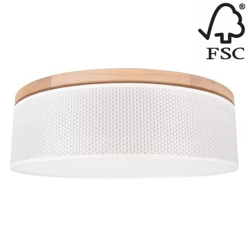 Plafonnier BENITA 2xE27/25W/230V d. 48 cm crème/chêne – FSC certifié