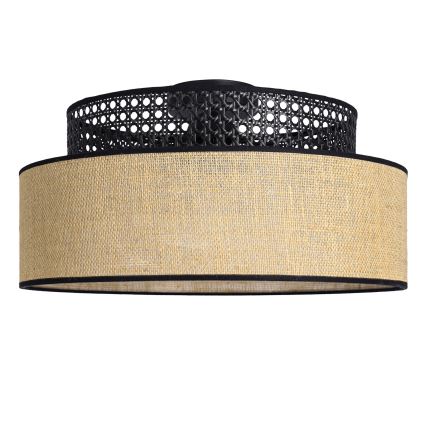 Plafonnier BOHO 1xE27/60W/230V d. 40 cm noir/rotin