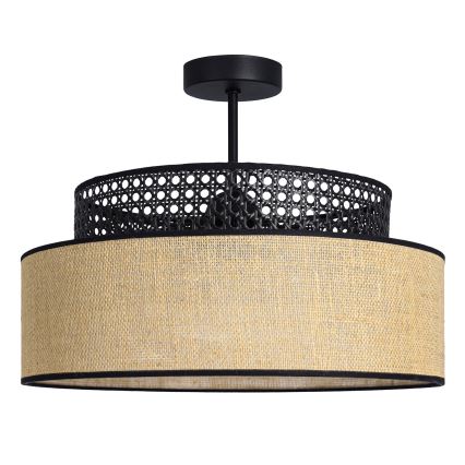 Plafonnier BOHO 1xE27/60W/230V d. 40 cm noir/rotin
