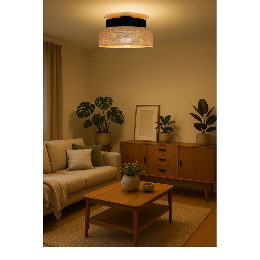 Plafonnier BOHO 1xE27/60W/230V noir/beige