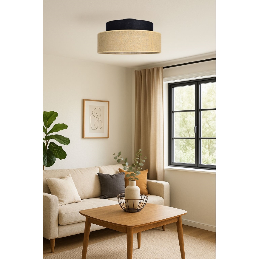 Plafonnier BOHO 1xE27/60W/230V noir/beige
