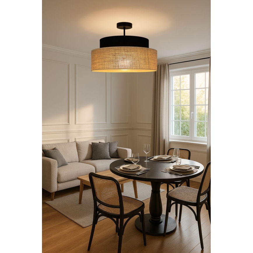 Plafonnier BOHO 1xE27/60W/230V noir/beige