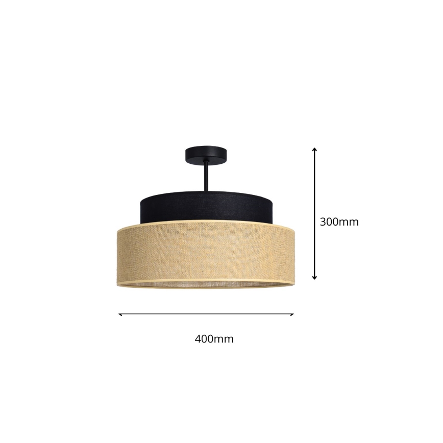 Plafonnier BOHO 1xE27/60W/230V noir/beige