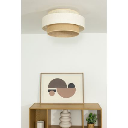 Plafonnier BOHO 1xE27/60W/230V Ø 40 cm blanc/jute