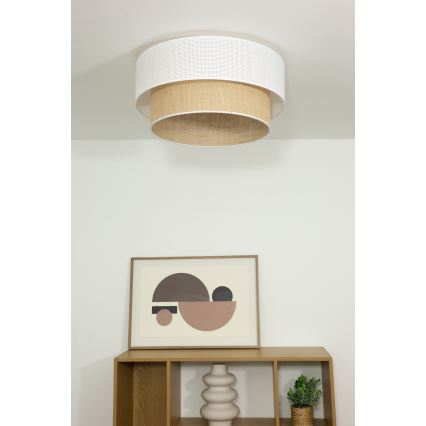 Plafonnier BORHO 1xE27/60W/230V Ø 40 cm blanc/jute