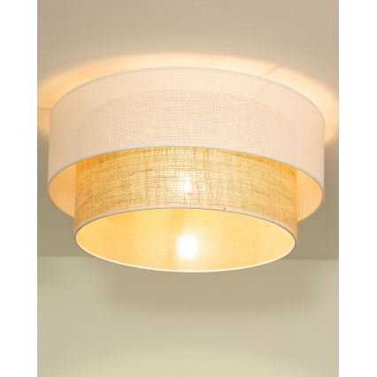 Plafonnier BORHO 1xE27/60W/230V Ø 40 cm blanc/jute