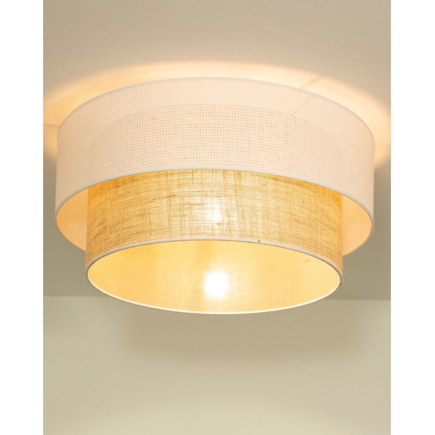 Plafonnier BORHO 1xE27/60W/230V Ø 40 cm blanc/jute