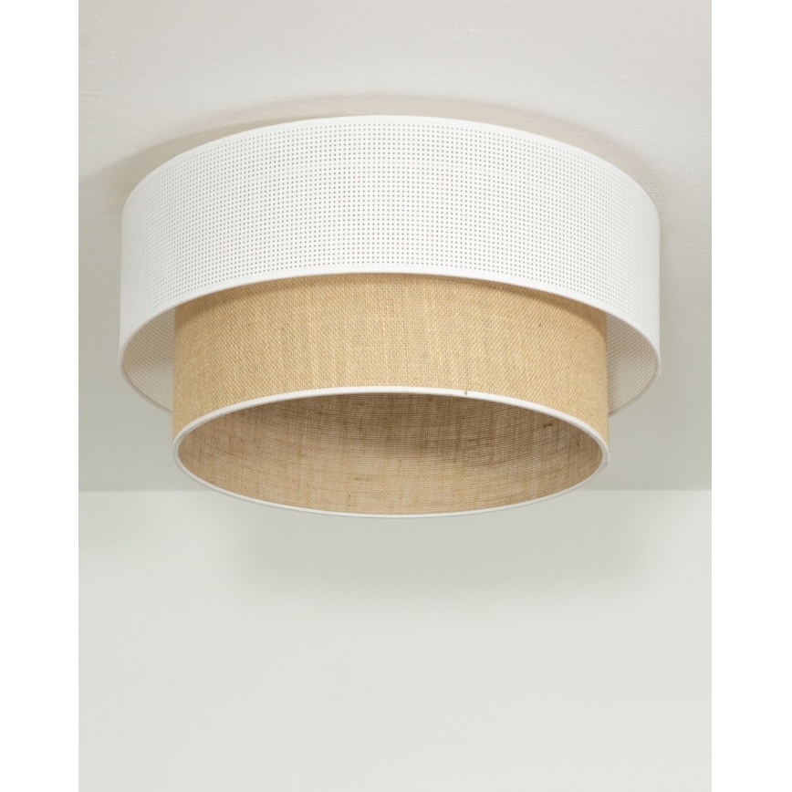 Plafonnier BORHO 1xE27/60W/230V Ø 40 cm blanc/jute