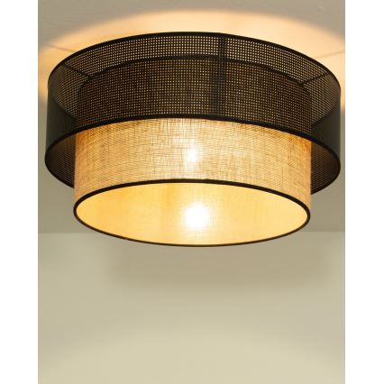 Plafonnier BORHO 1xE27/60W/230V Ø 50 cm noir/jute