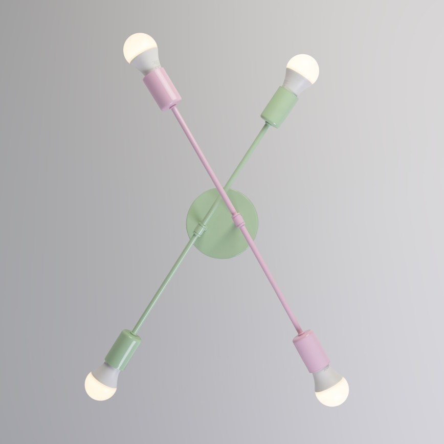 Plafonnier CAMBRIDGE 4xE27/15W/230V vert/rose