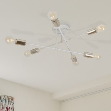 Plafonnier CAMBRIDGE 6xE27/15W/230V laiton/blanc