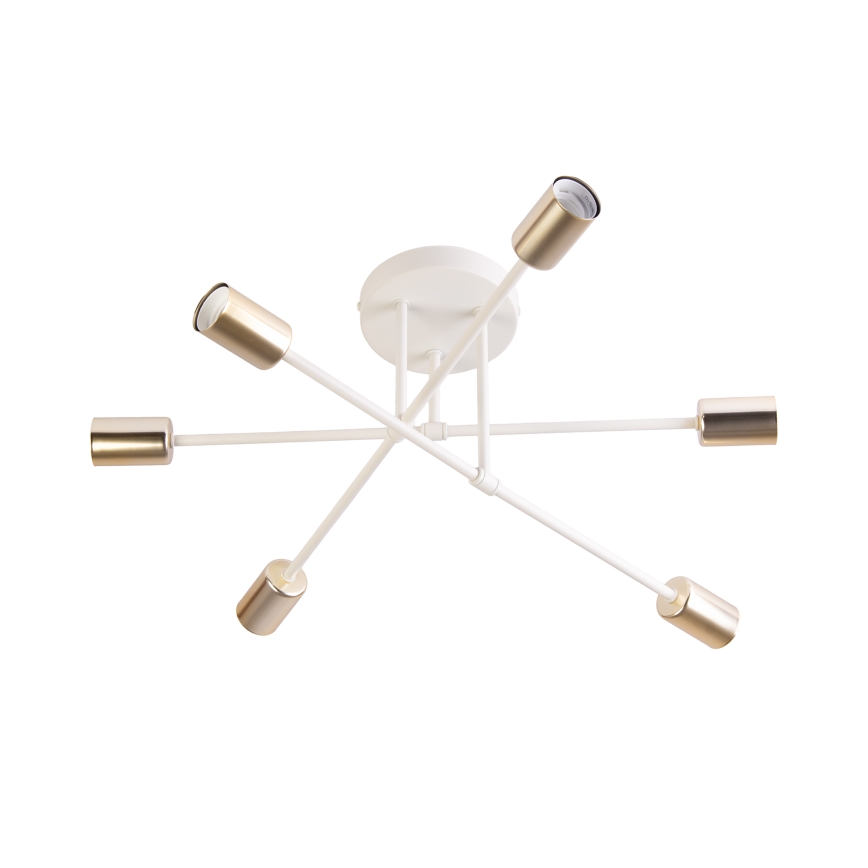 Plafonnier CAMBRIDGE 6xE27/15W/230V laiton/blanc