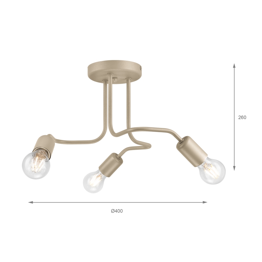 Plafonnier CHARLIE 3xE27/15W/230V beige