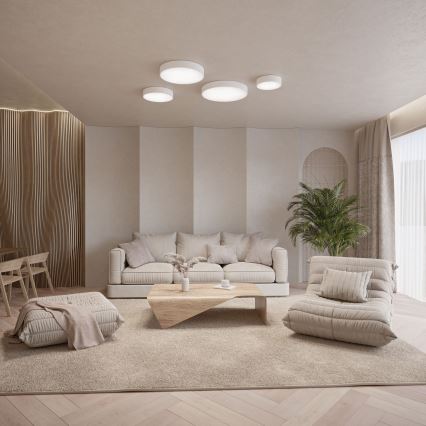 Plafonnier avec capteur de mouvement et capteur crépusculaire CLEO 5xE27/24W/230V Ø 60 cm blanc