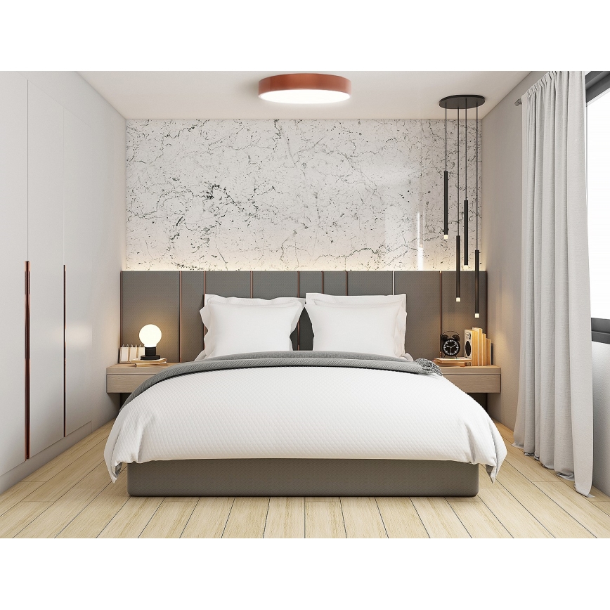 Plafonnier CLEO avec détecteur de mouvement et capteur crépusculaire, 5xE27/24W/230V, Ø 60 cm, finition cuivrée