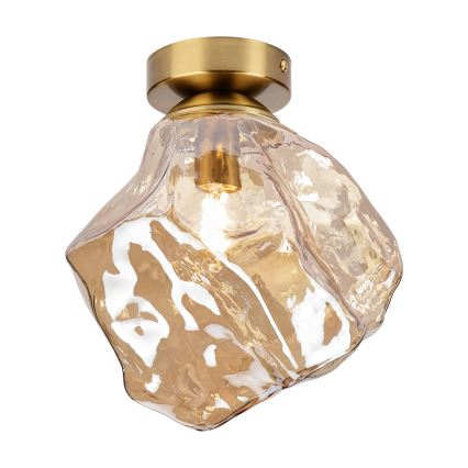 Plafonnier CRISTAL 1xE14/15W/230V, finition laiton / beige fumé