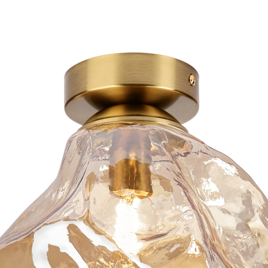 Plafonnier CRISTAL 1xE14/15W/230V, finition laiton / beige fumé