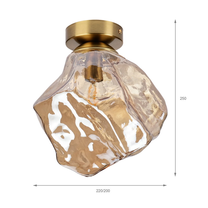 Plafonnier CRISTAL 1xE14/15W/230V, finition laiton / beige fumé