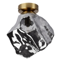 Plafonnier CRISTAL 1xE14/15W/230V laiton/noir fumé