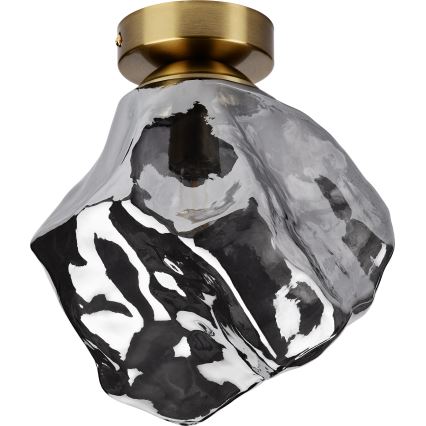 Plafonnier CRISTAL 1xE14/15W/230V laiton/noir fumé