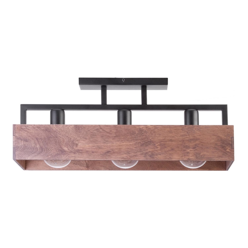 Plafonnier DAKOTA 3xE27/60W/230V bois/noir