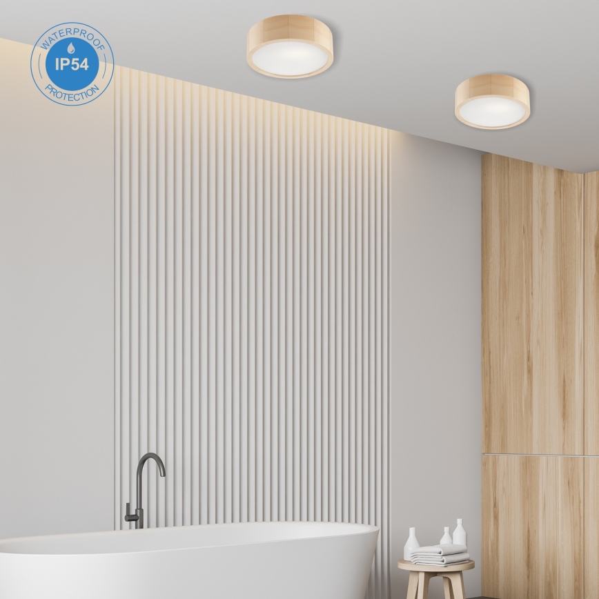 Plafonnier de salle de bain NATURAL 2xE27/15W/230V IP54 pin ø 27 cm - FSC certifié
