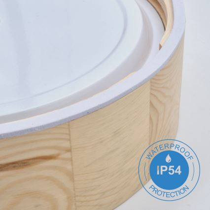 Plafonnier de salle de bain NATURAL 2xE27/15W/230V IP54 pin ø 27 cm - FSC certifié