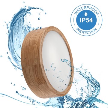 Plafonnier de salle de bain OAK 2xE27/15W/230V IP54 chêne ø 27 cm - FSC certifié