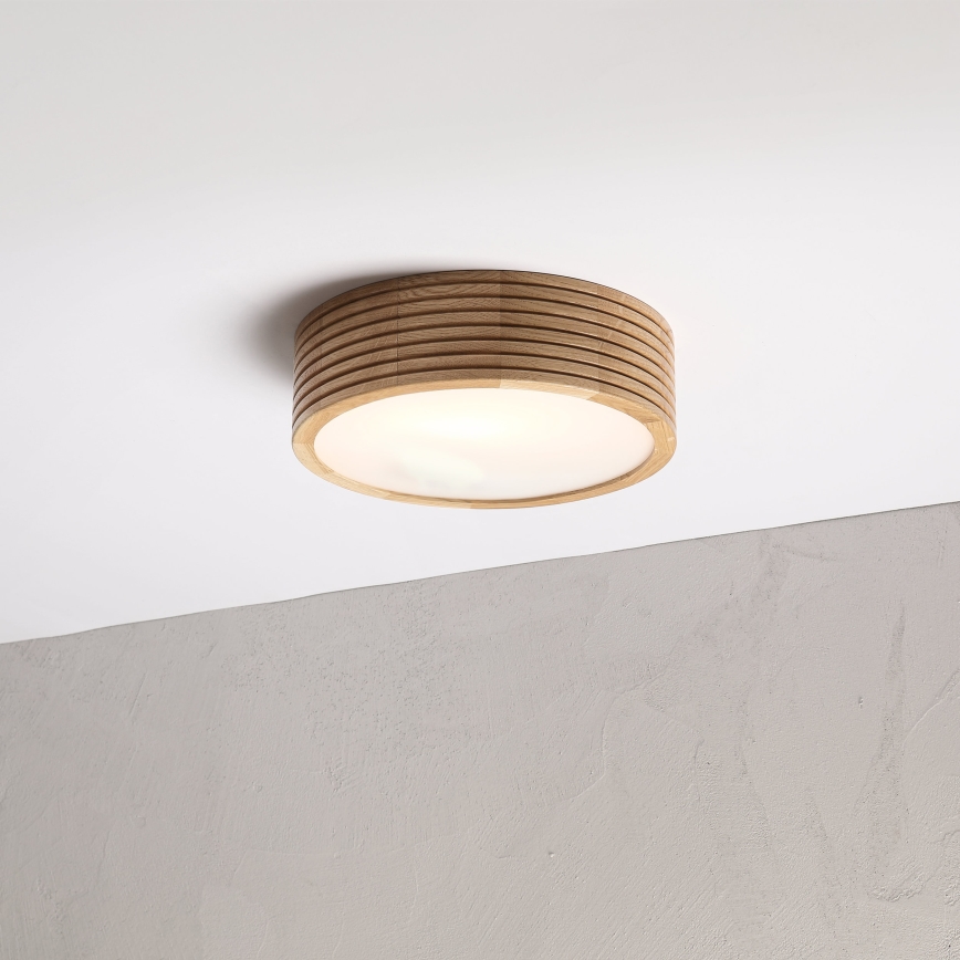 Plafonnier de salle de bains LINARO 2xE27/15W/230V IP54 finition chêne Ø 27 cm