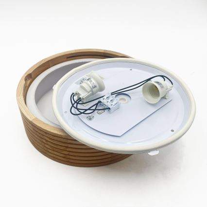 Plafonnier de salle de bains LINARO 2xE27/15W/230V IP54 finition chêne Ø 27 cm