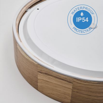 Plafonnier de salle de bains OAK 3xE27/15W/230V, finition chêne, Ø 37 cm, IP54