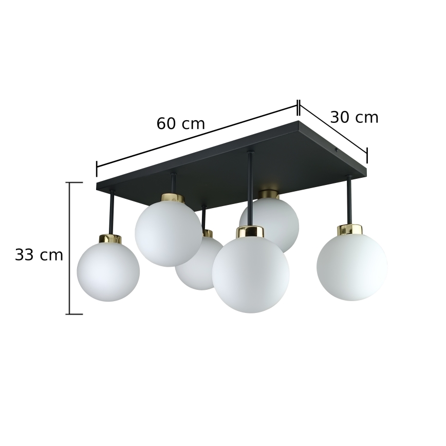 Plafonnier DEA 6xE14/60W/230V noir/doré/blanc