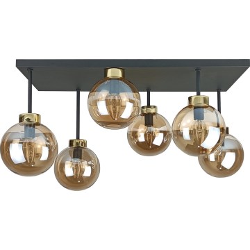 Plafonnier DEA 6xE14/60W/230V noir/doré/fumé beige