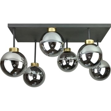 Plafonnier DEA 6xE14/60W/230V noir/doré/fumé noir