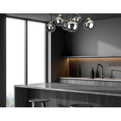 Plafonnier DEA 6xE14/60W/230V noir/doré/fumé noir