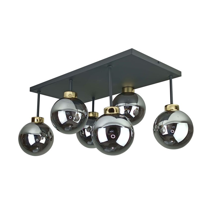 Plafonnier DEA 6xE14/60W/230V noir/doré/fumé noir