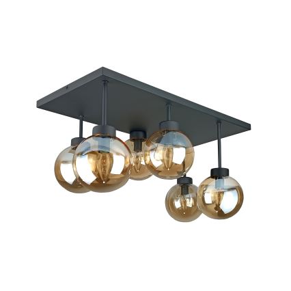 Plafonnier DEA 6xE14/60W/230V noir/fumé beige