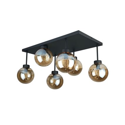 Plafonnier DEA 6xE14/60W/230V noir/fumé beige