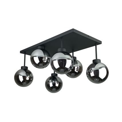 Plafonnier DEA 6xE14/60W/230V noir/fumé noir