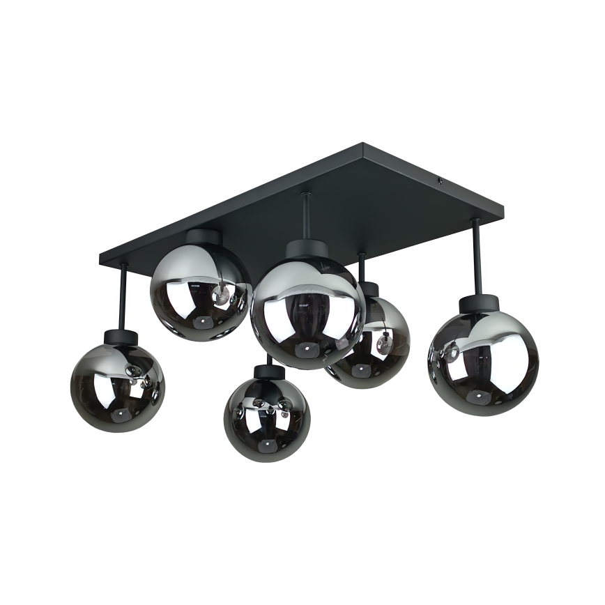 Plafonnier DEA 6xE14/60W/230V noir/fumé noir