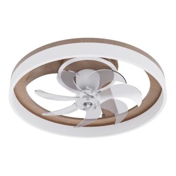 Plafonnier dimmable à LED avec ventilateur 40 W 230 V 3000–6500 K Ø 50 cm brun/blanc + télécommande