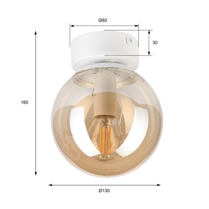 Plafonnier ELIAS 1xE14/5W/230V Ø 13 cm blanc/beige fumé