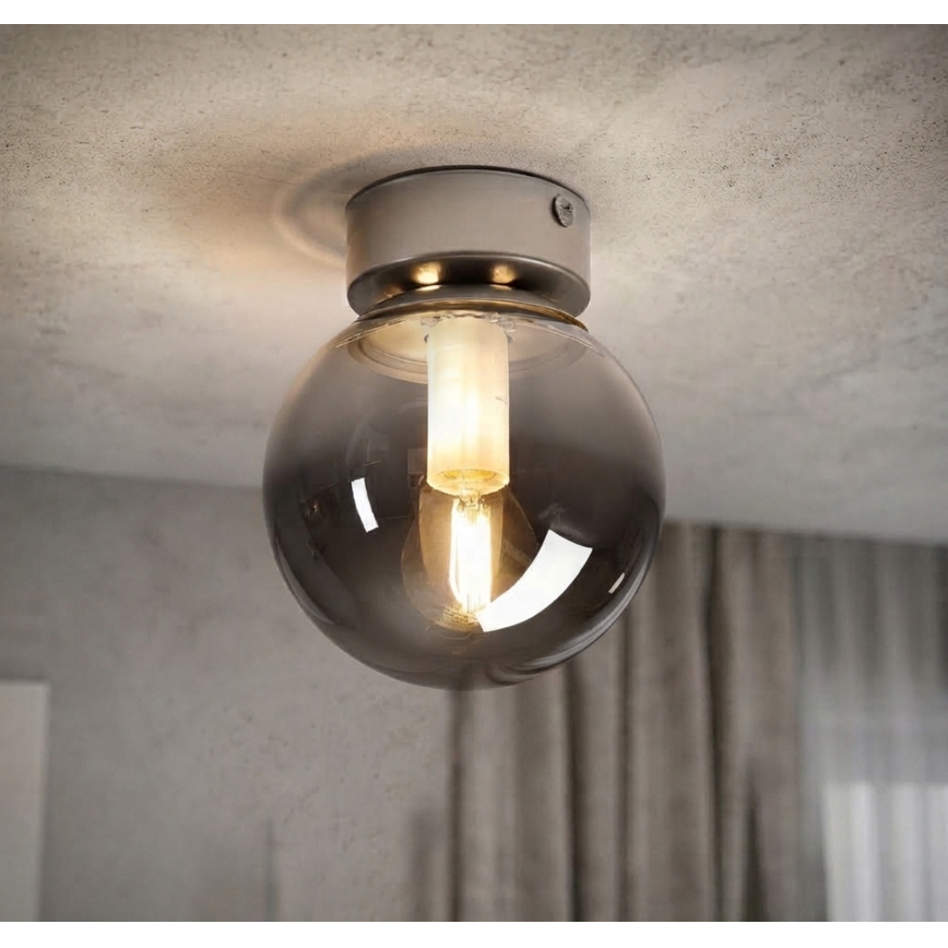 Plafonnier ELIAS 1xE14/5W/230V Ø 13 cm chrome mat/gris fumé