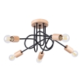 Plafonnier EMBER 5xE27/15W/230V noir/beige/hêtre