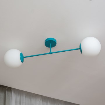 Plafonnier en applique MOON 2xE27/15W/230V turquoise