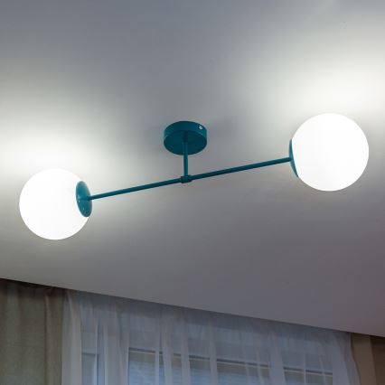 Plafonnier en applique MOON 2xE27/15W/230V turquoise
