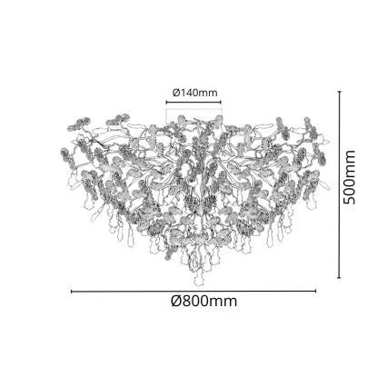 Plafonnier en cristal 12xG9/40W/230V chrome brillant