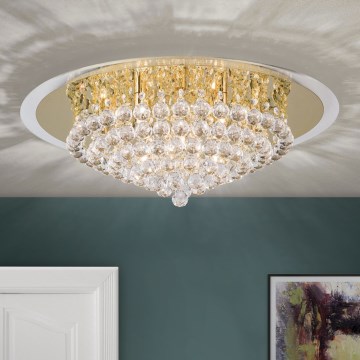 Plafonnier en cristal GLORIA 9xG9/40W/230V d. 62 cm doré
